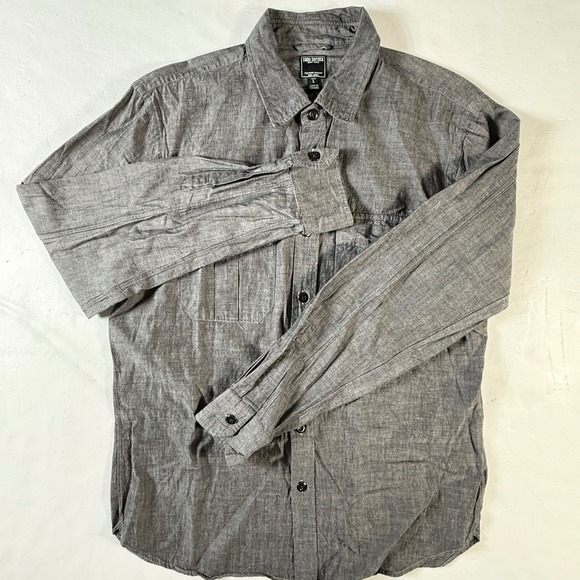 Todd Snyder Men's Large Chambray Button Down Shirt Long Sleeve Gray Cotton - Picture 2 of 7
